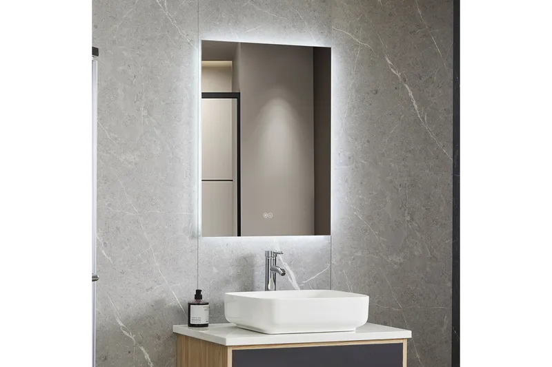 Badrumsspegel 60x80cm med LED-belysning och anti-fog - Inredning & dekor - Speglar - Badrumsspegel