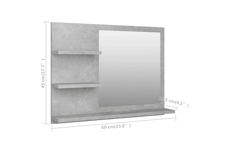 Badrumsspegel betonggrå 60x10,5x45 cm spånskiva - Grå - Inredning & dekor - Speglar - Badrumsspegel
