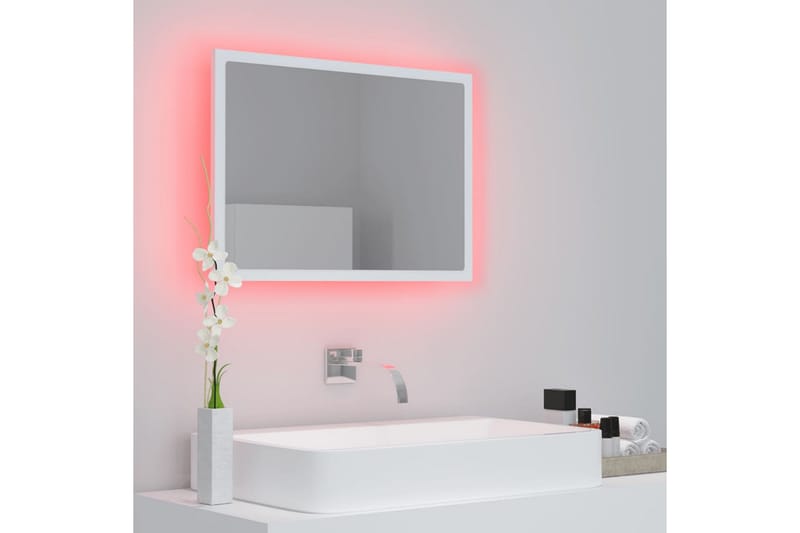 Badrumsspegel med LED vit 60x8,5x37 cm spånskiva - Vit - Inredning & dekor - Speglar - Badrumsspegel