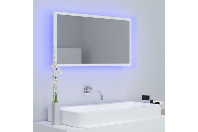 Badrumsspegel med LED vit 80x8,5x37 cm spånskiva - Vit - Inredning & dekor - Speglar - Badrumsspegel