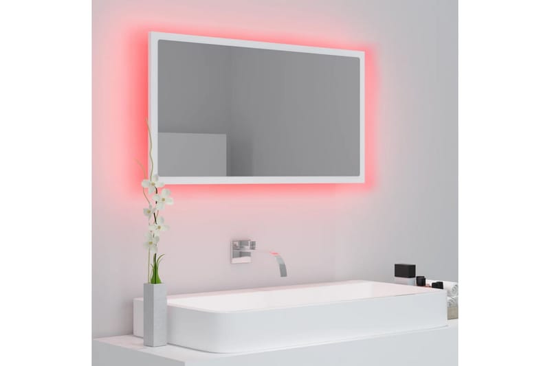 Badrumsspegel med LED vit 80x8,5x37 cm spånskiva - Vit - Inredning & dekor - Speglar - Badrumsspegel