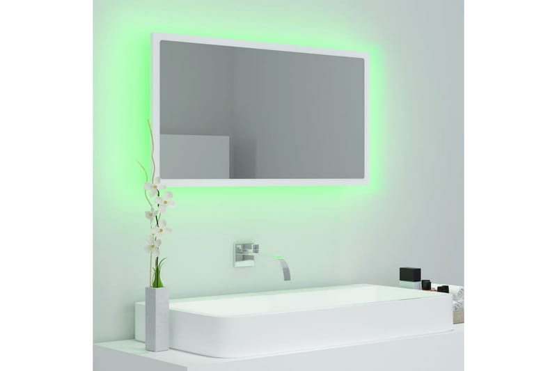 Badrumsspegel med LED vit 80x8,5x37 cm spånskiva - Vit - Inredning & dekor - Speglar - Badrumsspegel