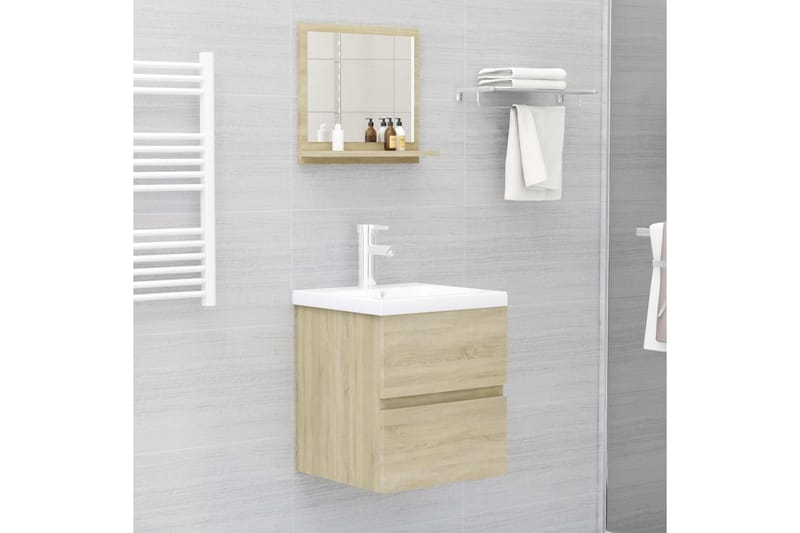 Badrumsspegel sonoma-ek 40x10,5x37 cm spånskiva - Brun - Inredning & dekor - Speglar - Badrumsspegel