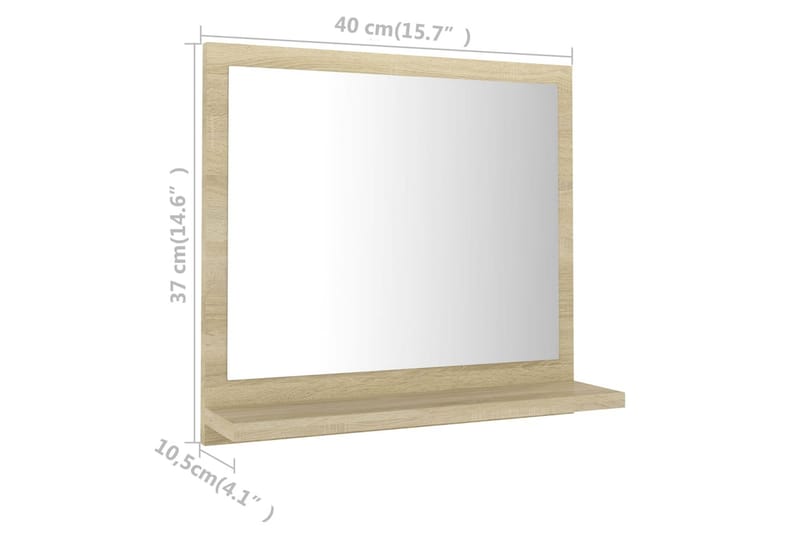 Badrumsspegel sonoma-ek 40x10,5x37 cm spånskiva - Brun - Inredning & dekor - Speglar - Badrumsspegel