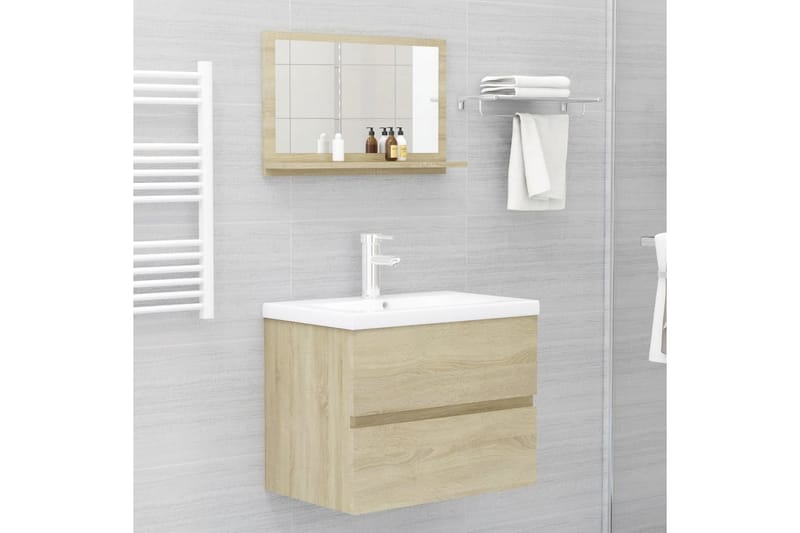 Badrumsspegel sonoma-ek 60x10,5x37 cm spånskiva - Brun - Inredning & dekor - Speglar - Badrumsspegel