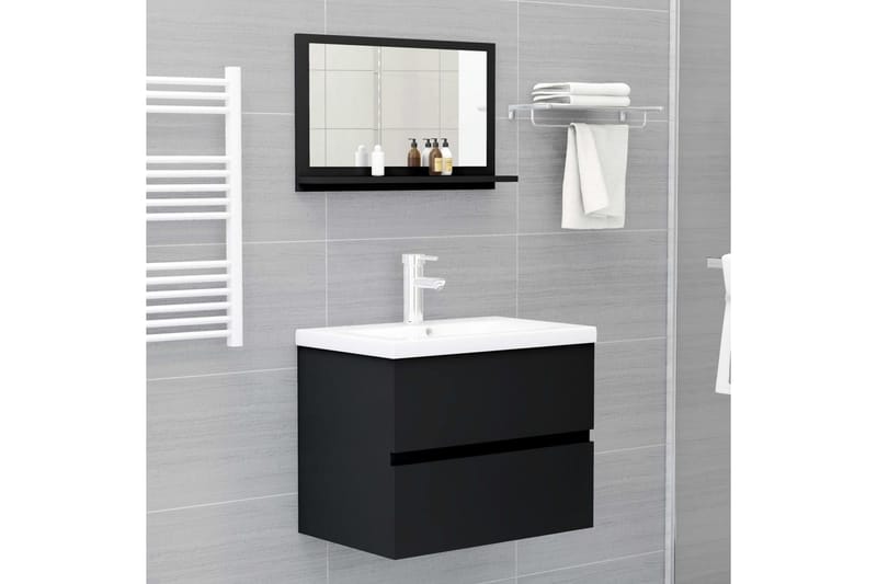 Badrumsspegel svart 60x10,5x37 cm spånskiva - Svart - Inredning & dekor - Speglar - Badrumsspegel