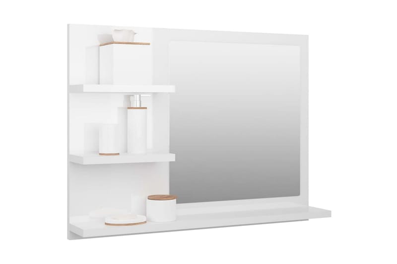 Badrumsspegel vit högglans 60x10,5x45 cm spånskiva - Vit - Inredning & dekor - Speglar - Badrumsspegel