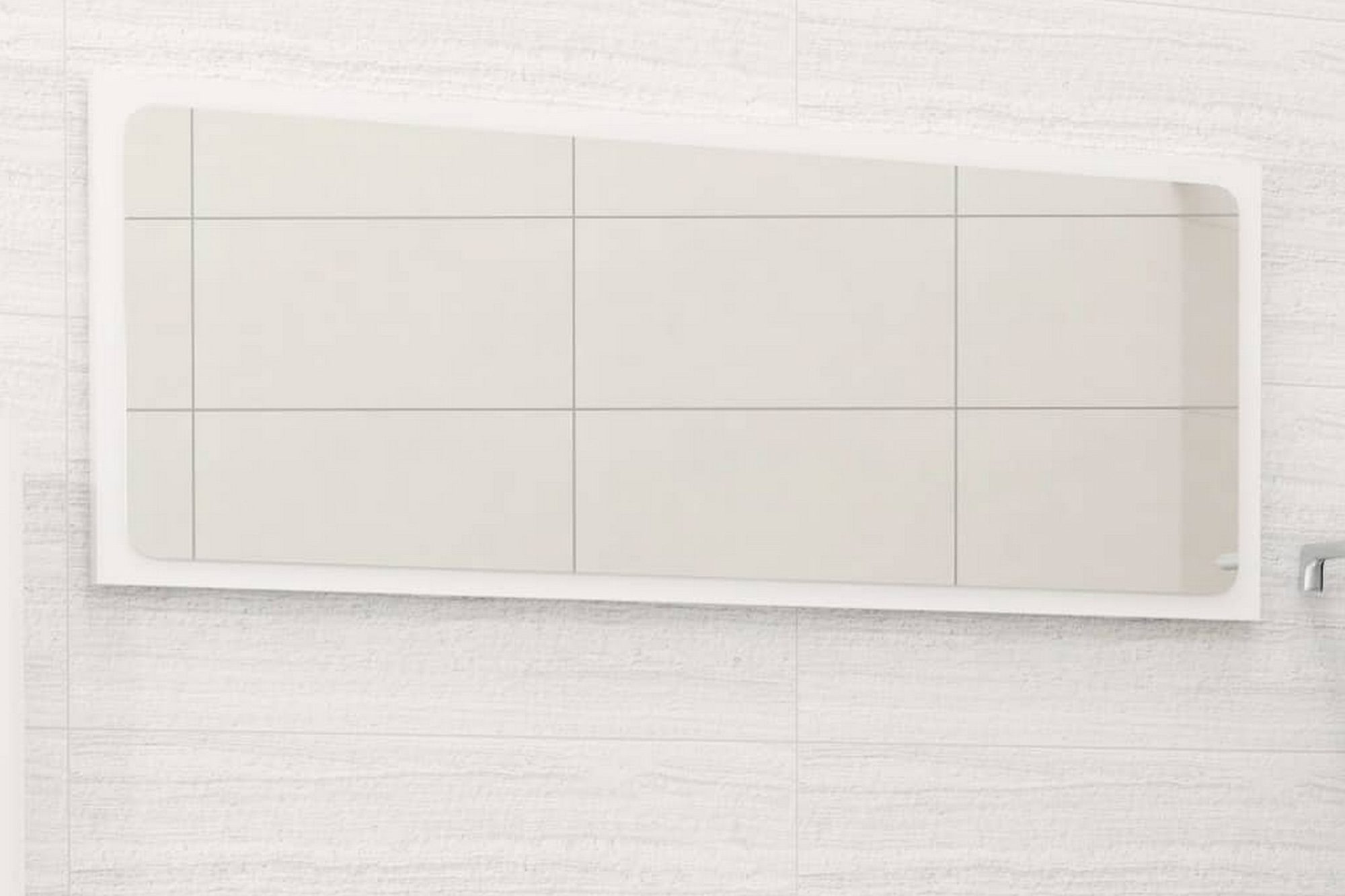 Badrumsspegel vit högglans 90×1,5×37 cm spånskiva – Vit