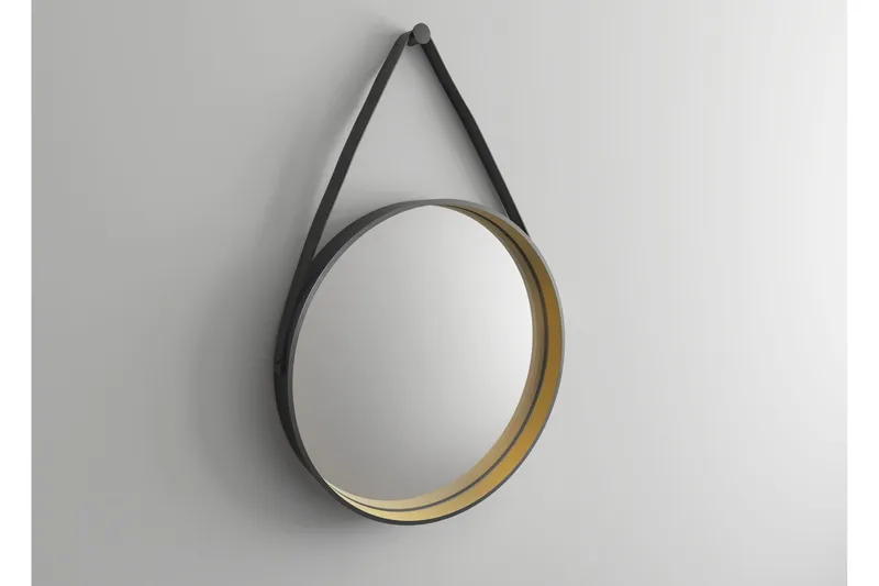 Djupqvior Spegel 55x55 cm Rund - Svart/Guld - Inredning & dekor - Speglar - Badrumsspegel