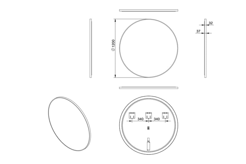 EKENÄS Spegel 120 cm Rund - Inredning & dekor - Speglar - Badrumsspegel