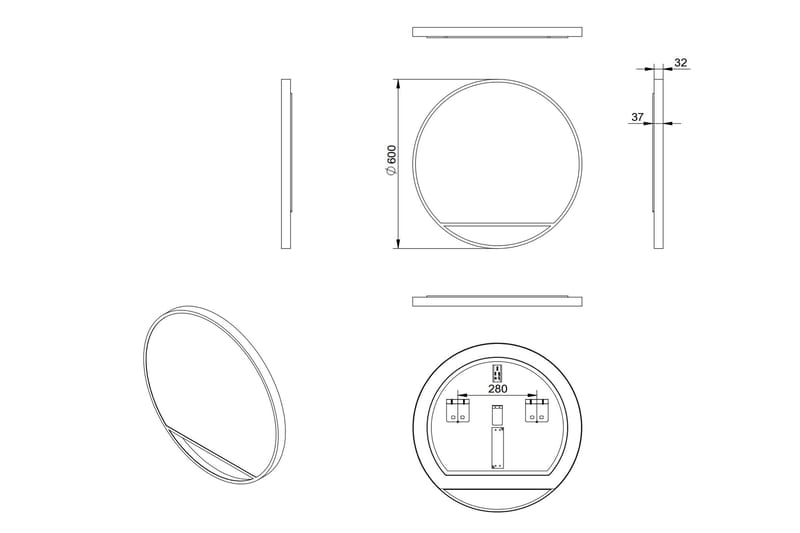 Gottsätter Spegel 60 cm Rund - Svart - Inredning & dekor - Speglar - Badrumsspegel