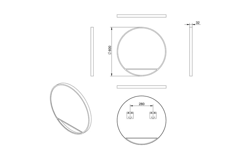 Gottsätter Spegel 60 cm Rund - Svart - Inredning & dekor - Speglar - Badrumsspegel