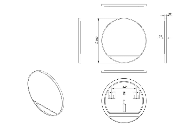 Gottsätter Spegel 80 cm Rund - Svart - Inredning & dekor - Speglar - Badrumsspegel