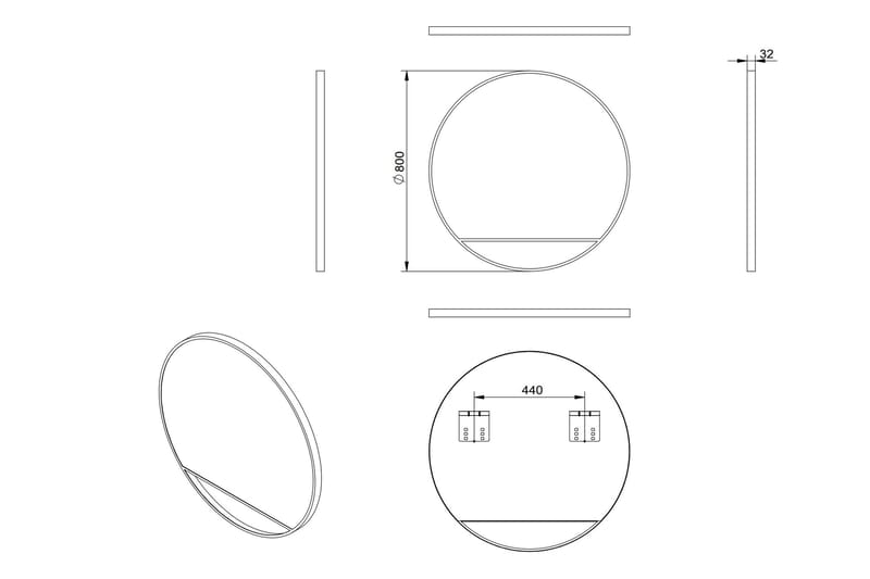 Gottsätter Spegel 80 cm Rund - Svart - Inredning & dekor - Speglar - Badrumsspegel