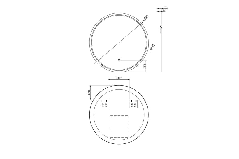 HJELLEN Väggspegel 60 cm - Inredning & dekor - Speglar - Badrumsspegel