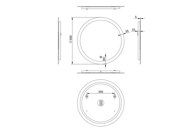 Klysna Spegel 59 cm Rund - Silver - Inredning & dekor - Speglar - Badrumsspegel