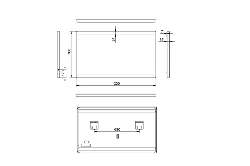 Knutby Badrumsspegel 120x70 cm LED-belysning - Svart - Inredning & dekor - Speglar - Badrumsspegel