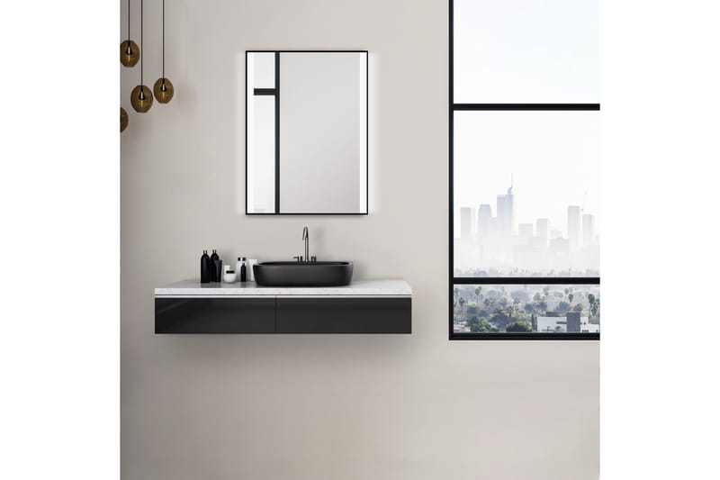 Knutby Badrumsspegel 80x60 cm LED-belysning - Svart - Inredning & dekor - Speglar - Badrumsspegel