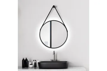Knutby Spegel 50x50 cm Rund LED-belysning - Svart - Inredning & dekor - Speglar - Badrumsspegel