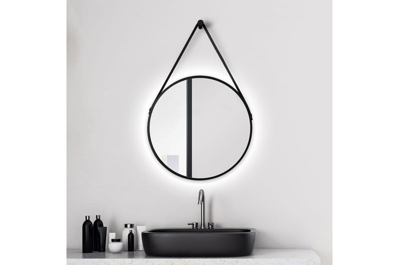 Knutby Spegel 50x50 cm Rund LED-belysning - Svart - Inredning & dekor - Speglar - Badrumsspegel