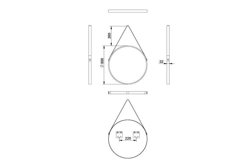 Knutby Spegel 50x50 cm Rund - Svart - Inredning & dekor - Speglar - Badrumsspegel