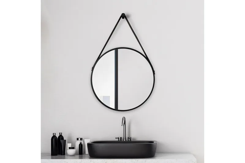 Knutby Spegel 50x50 cm Rund - Svart - Inredning & dekor - Speglar - Badrumsspegel