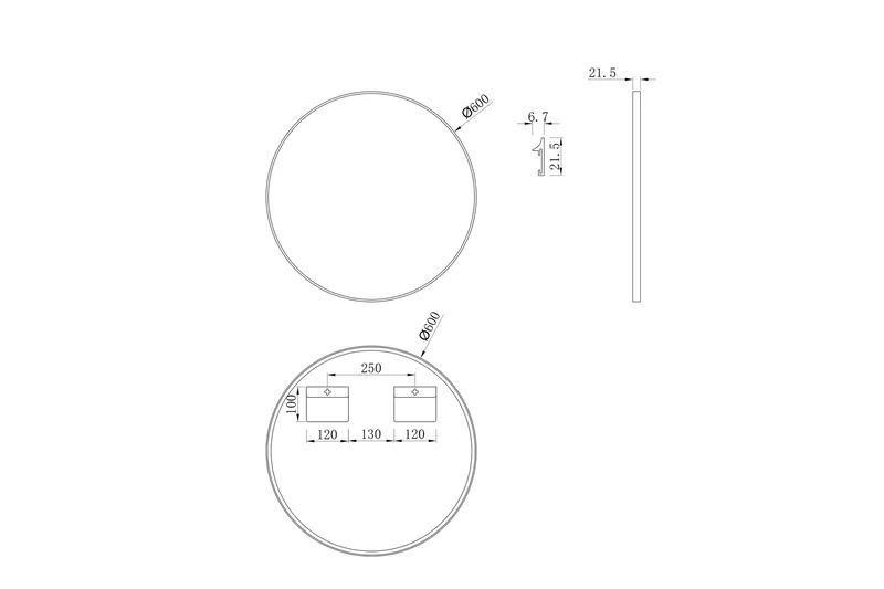 Knutby Väggspegel 60 cm - Svart - Inredning & dekor - Speglar - Badrumsspegel