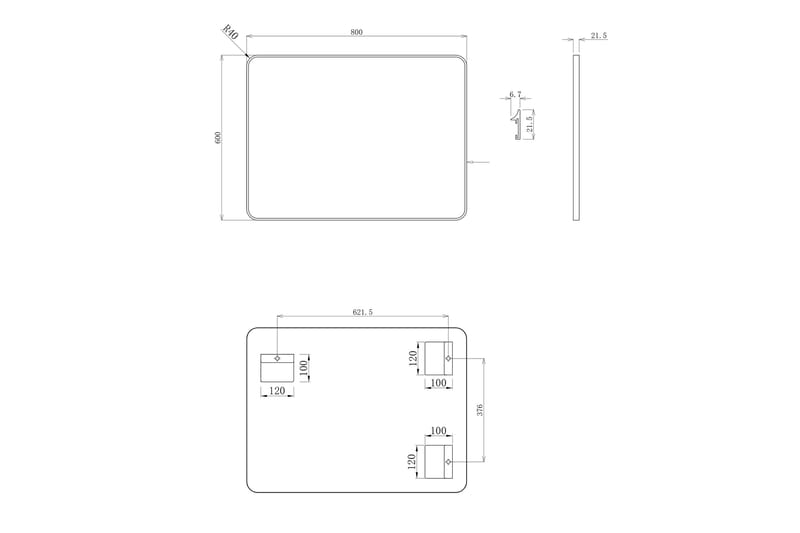 Knutby Väggspegel 60 cm - Svart - Inredning & dekor - Speglar - Badrumsspegel