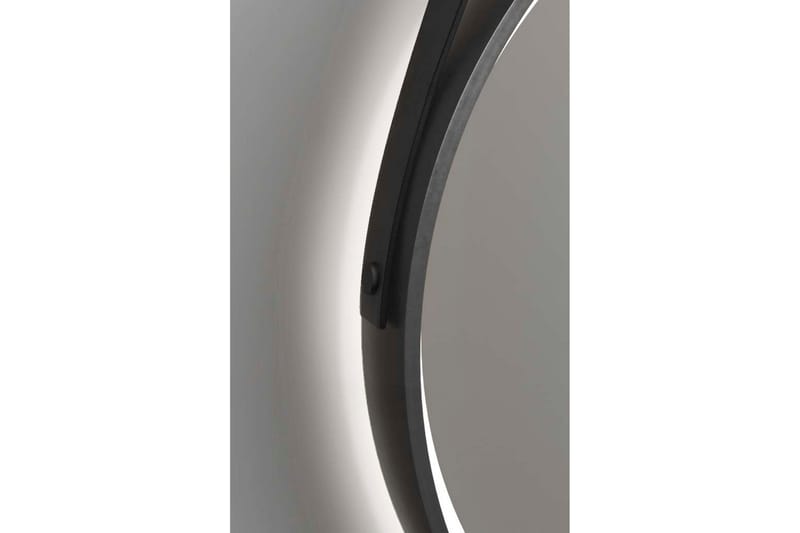 KOCKENHUS Spegel 55 cm Rund LED-belysning Svart/Guld - Badrumsspegel - Badrumsspegel med belysning