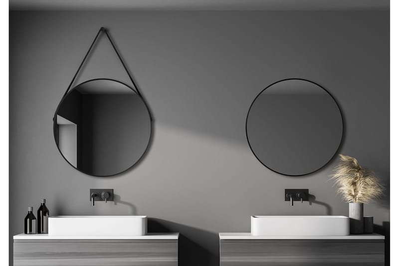 Nävesta Spegel 80 cm Rund, Svart