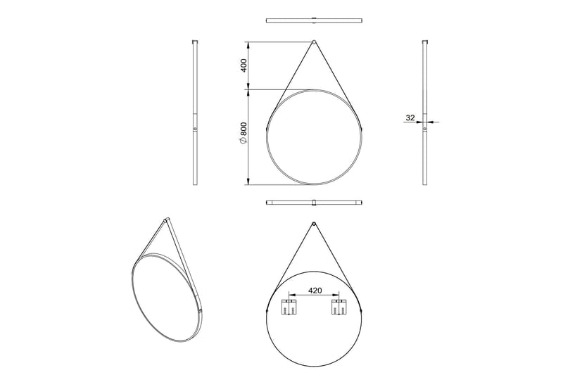 Nävesta Spegel 80 cm Rund - Svart - Inredning & dekor - Speglar - Badrumsspegel