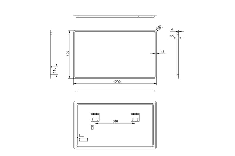 Norrbyn Badrumsspegel 70 cm LED-belysning - Inredning & dekor - Speglar - Badrumsspegel