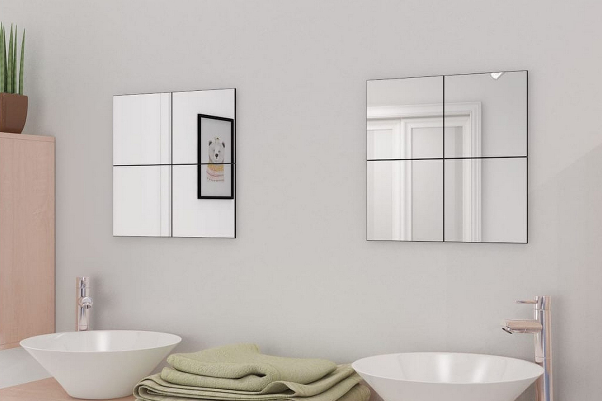 Spegelplattor utan ram glas 16 st 20,5 cm – Silver