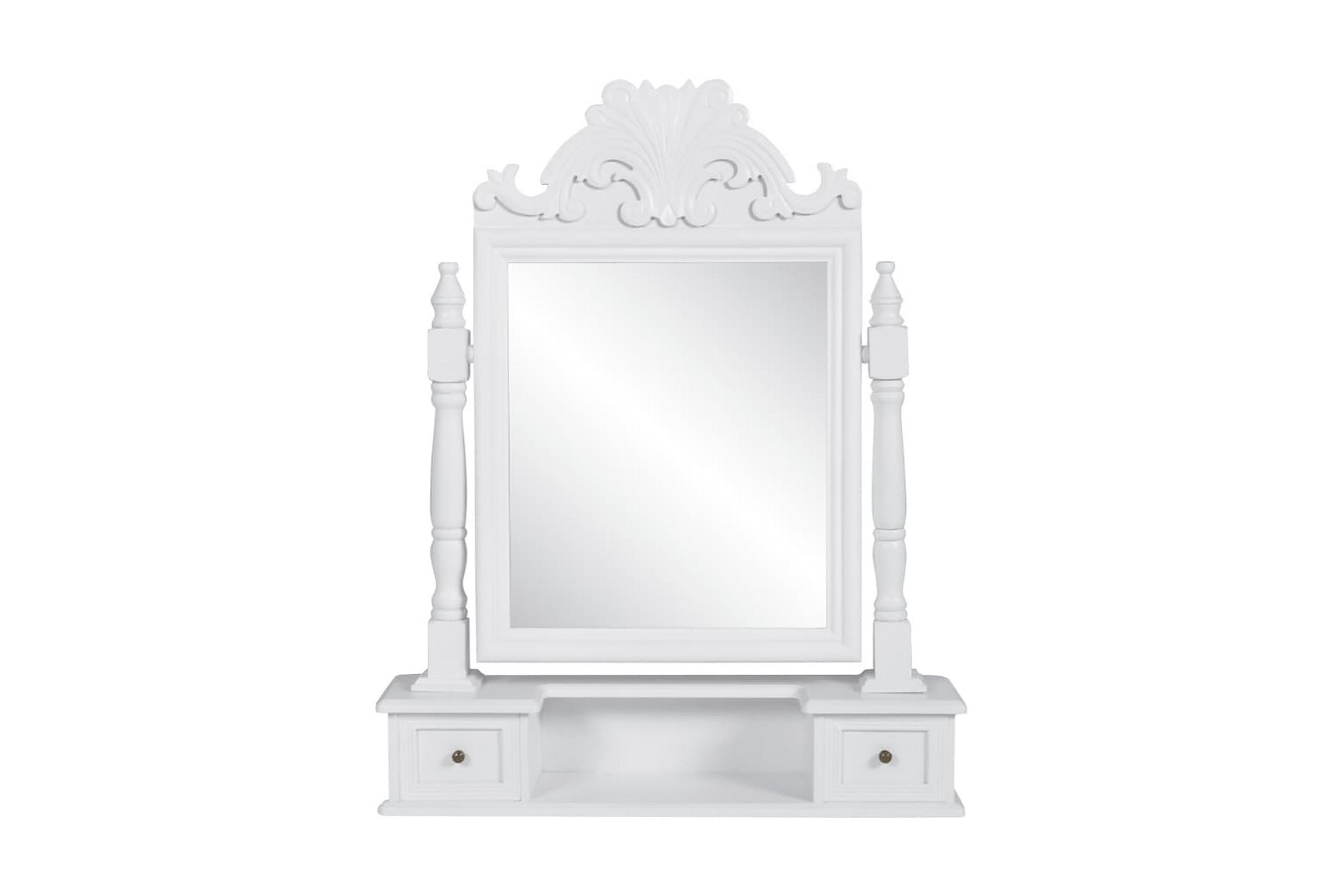 Bordsspegel med justerbar rektangulär spegel MDF – Vit