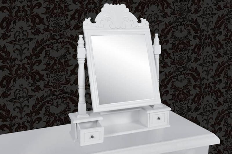 Bordsspegel med justerbar rektangulär spegel MDF - Vit - Bordsspegel