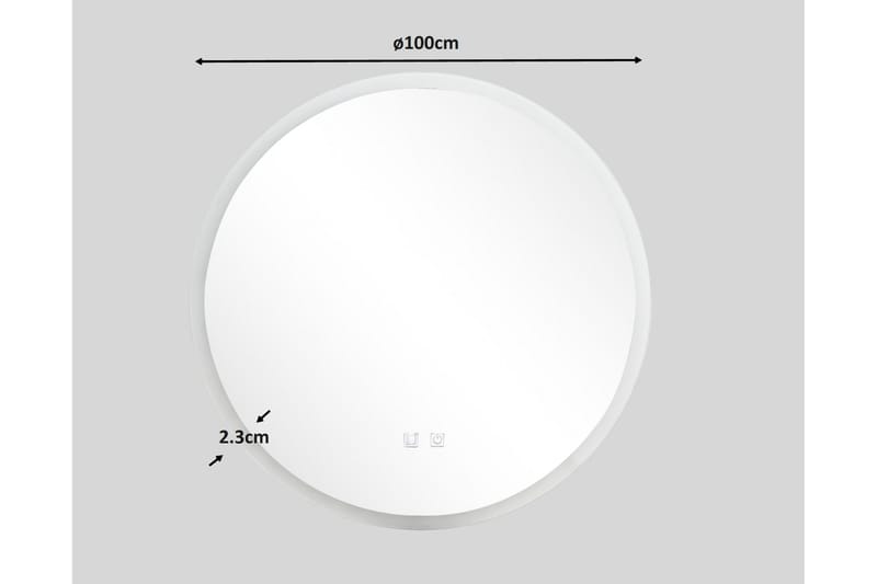 Clas Rund Badrumsspegel med LED-belysning 100 cm - Anti-Fog och Touch-Styrning - Inredning & dekor - Speglar - Badrumsspegel