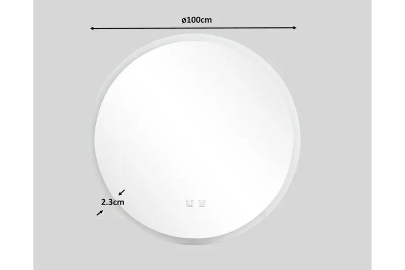 Clas Rund Badrumsspegel med LED-belysning 100 cm - Anti-Fog och Touch-Styrning - Inredning & dekor - Speglar - Badrumsspegel