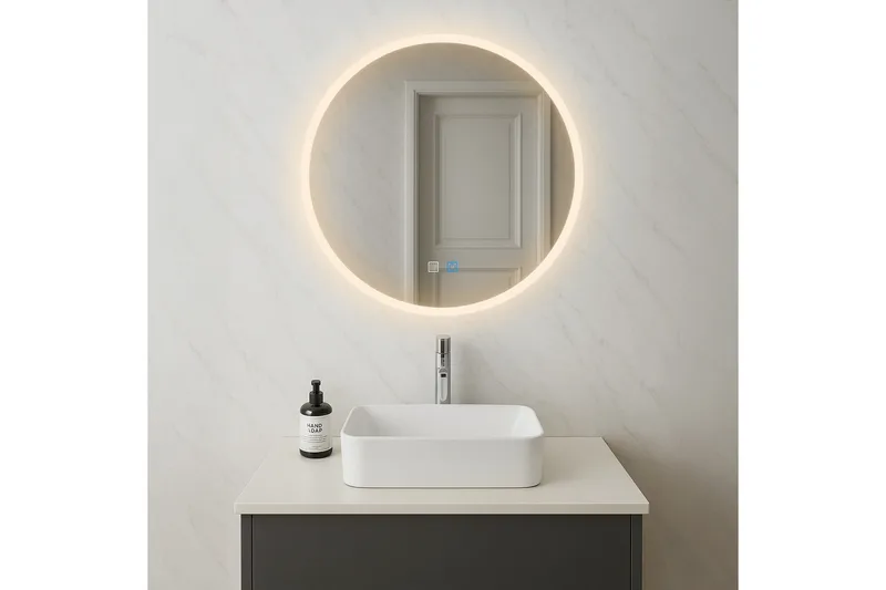 Clas Rund Badrumsspegel med LED-belysning 100 cm - Anti-Fog och Touch-Styrning - Inredning & dekor - Speglar - Badrumsspegel