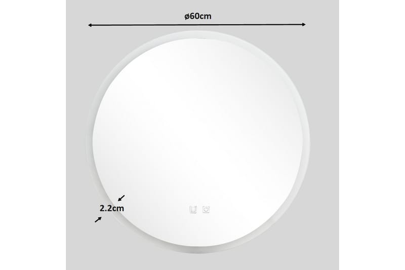 Clas Rund Badrumsspegel med LED-belysning 60 cm - Anti-Fog och Touch-Styrning - Inredning & dekor - Speglar - Badrumsspegel