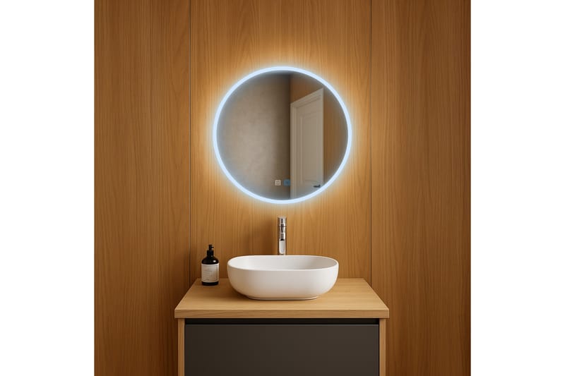 Clas Rund Badrumsspegel med LED-belysning 60 cm - Anti-Fog och Touch-Styrning - Inredning & dekor - Speglar - Badrumsspegel