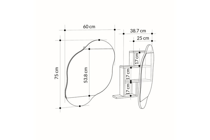 Dartmoor Badrumsspegel 60 cm Rektangulär - Brun - Inredning & dekor - Speglar - Badrumsspegel