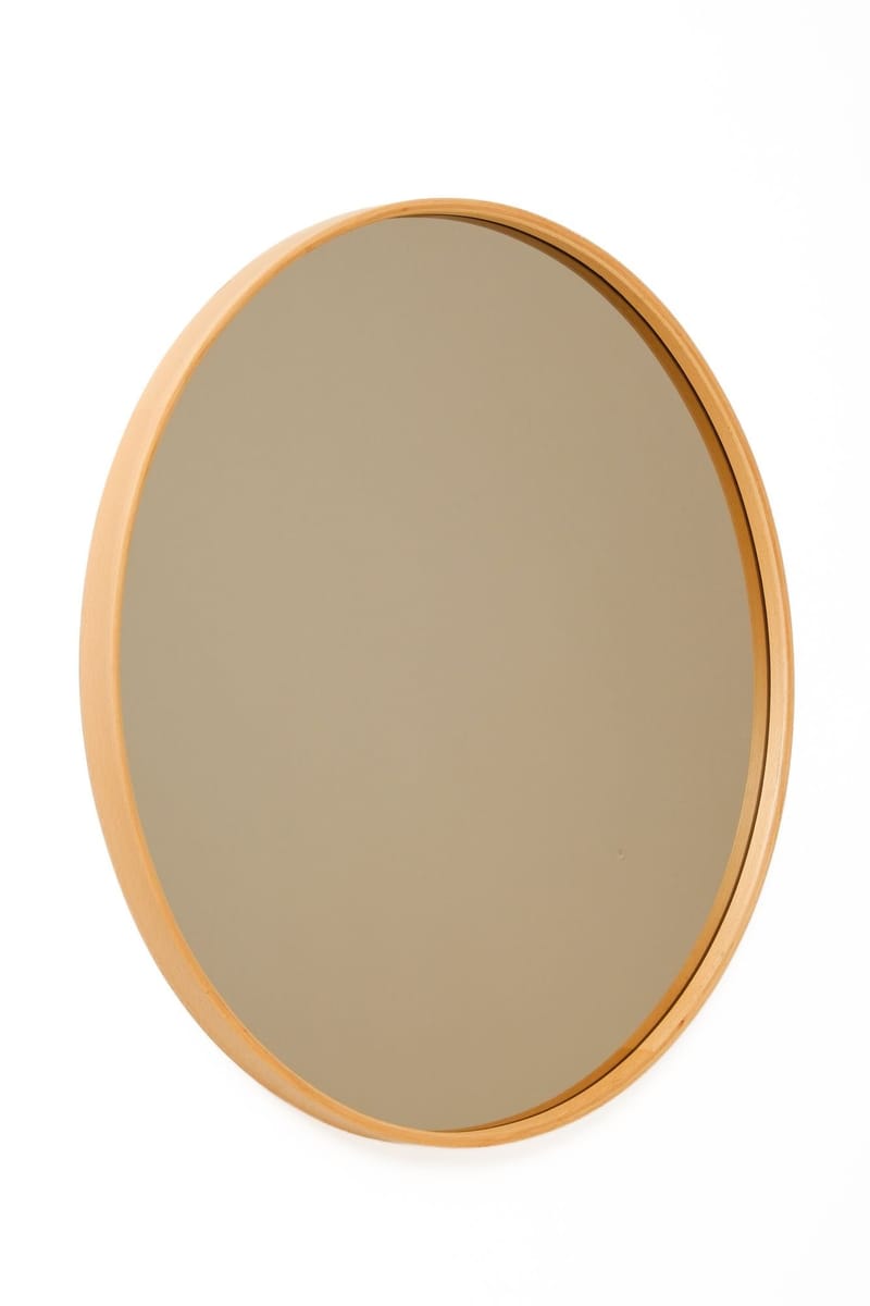 Dravik Dekorativ spegel 30x30x4 cm - Vit ram med ekfärgade detaljer - Inredning & dekor - Speglar - Väggspegel