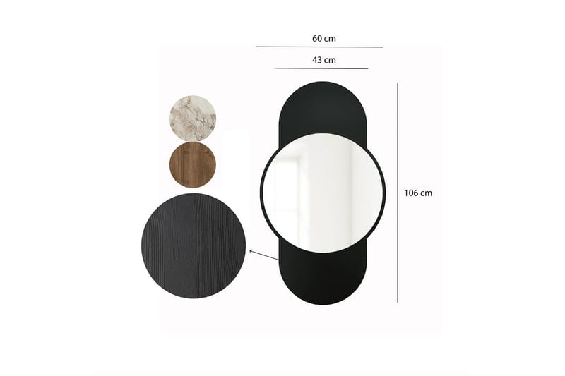 Ewelina Vägghängd Spegel Rund 60 cm - Svart - Inredning & dekor - Speglar - Väggspegel