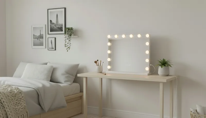 Glow Sminkspegel på fot 50 cm med LED Belysning/Lampor Hollywood spegel - Vit - Inredning & dekor - Speglar - Sminkspegel