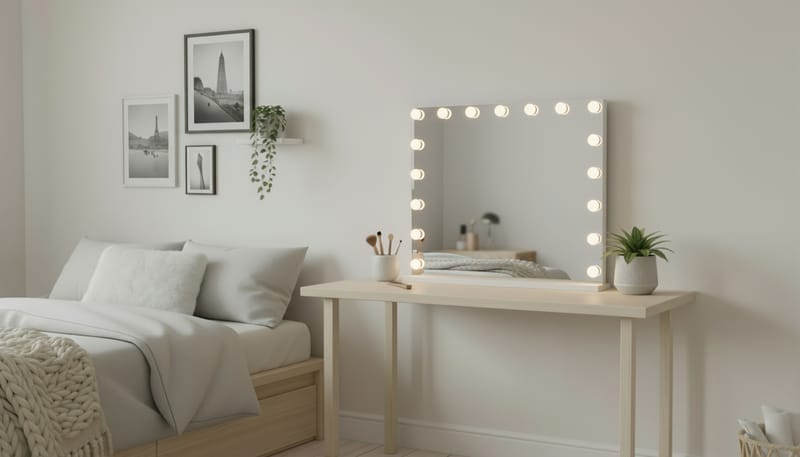 Glow Stor sminkspegel 70 cm med belysning lampor - Hollywood spegel med USB-charging - Vit - Inredning & dekor - Speglar - Sminkspegel