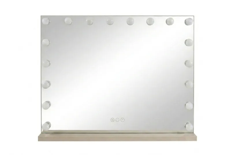Glow Stor sminkspegel 80 cm med belysning lampor - Hollywood spegel med USB-charging, Beige