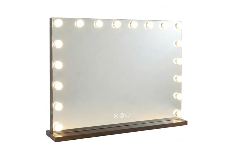 Glow Stor sminkspegel 80 cm med belysning lampor - Hollywood spegel med USB-charging - Brun - Inredning & dekor - Speglar - Sminkspegel