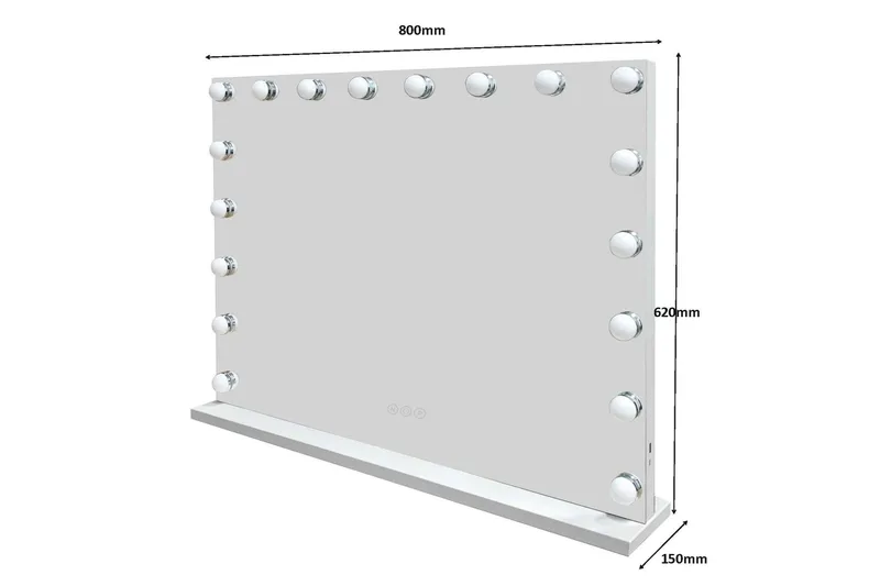 Glow Stor sminkspegel 80 cm med belysning lampor - Hollywood spegel med USB-charging - Vit - Inredning & dekor - Speglar - Sminkspegel