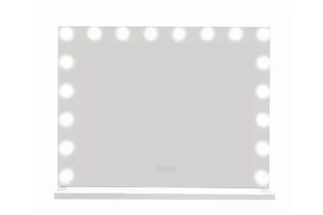 Glow Stor sminkspegel 80 cm med belysning lampor - Hollywood spegel med USB-laddning - Vit - Inredning & dekor - Speglar - Sminkspegel