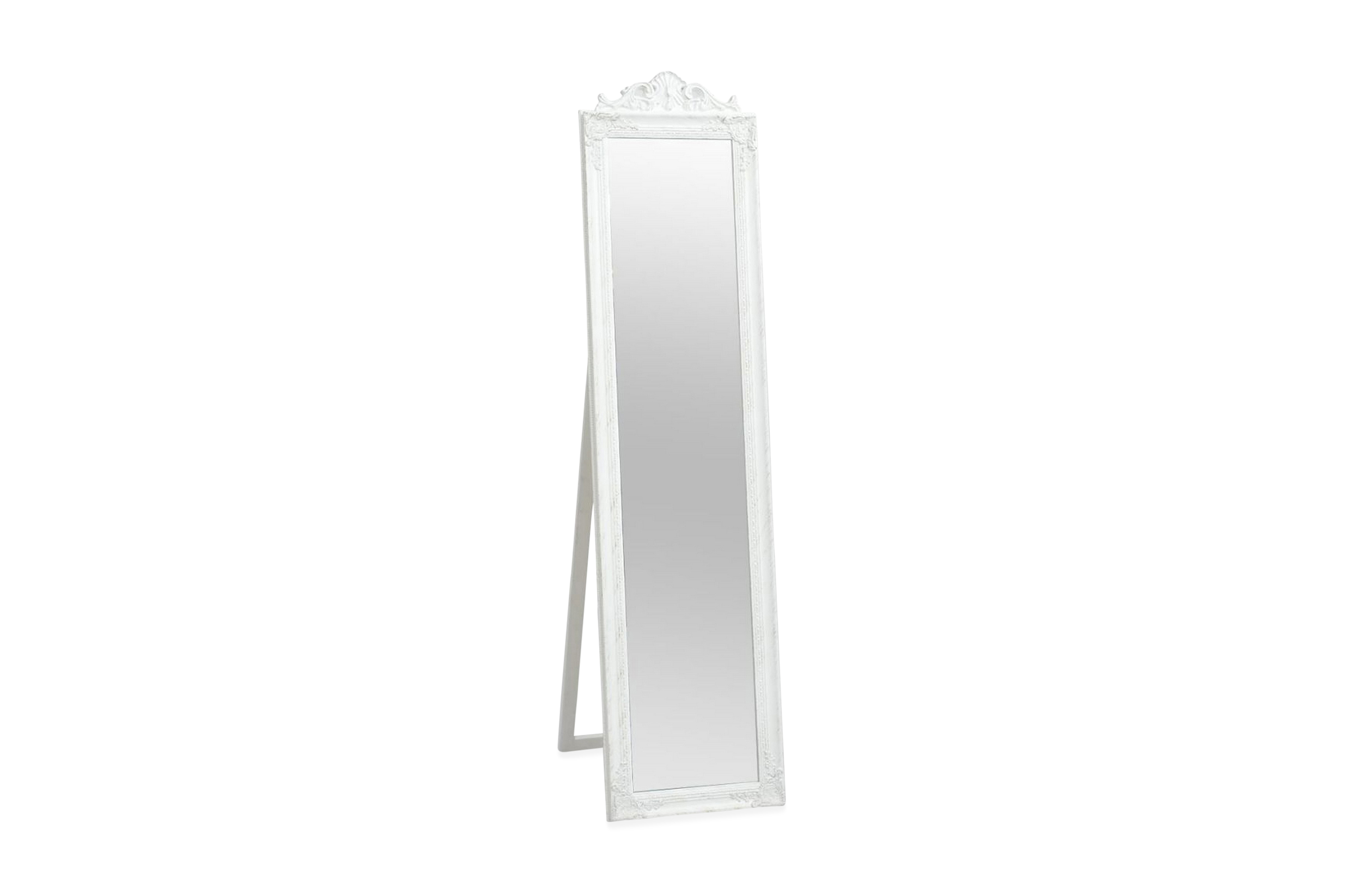 Fristående spegel barockstil 160×40 cm vit – Vit